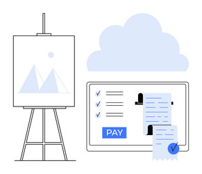digital payment concept with checklist on tablet vector image