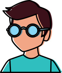 geek man with round frame glasses vector image