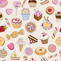 Seamless pattern with yummy donuts Royalty Free Vector Image