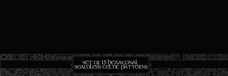 set of 15 hexagonal celtic seamless line patterns vector image