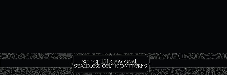 set of 15 hexagonal celtic seamless line patterns vector