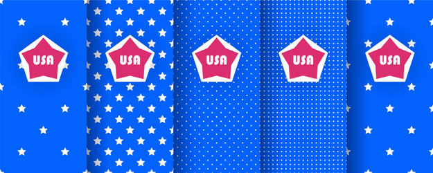set seamless patterns with stars in colors vector image