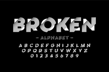 Fractured Font - Broken Text vector image