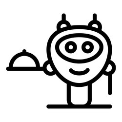 friendly smiling robot is holding a serving tray vector image