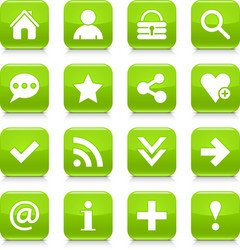 green basic sign rounded square icon web button vector image