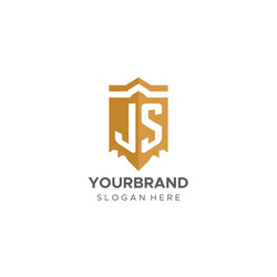 monogram js logo with shield geometric shape vector image