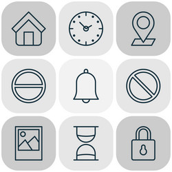 network icons set with sand timer picture clock vector image