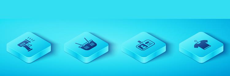 set isometric scanner scanning bar code shopping vector image