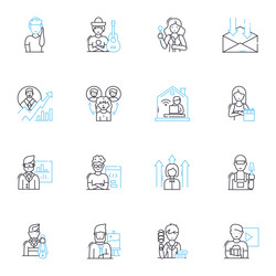 Vocation calling linear icons set purpose vector