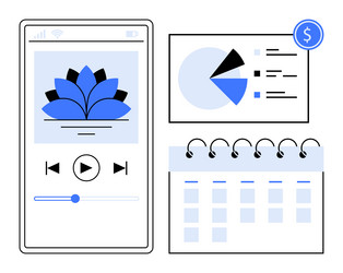 digital productivity tools with charts calendars vector image