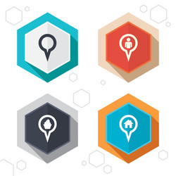 map pointer icons home food and user location vector image