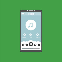 media player application app template with flat vector image
