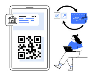 qr code payment concept with mobile banking vector image
