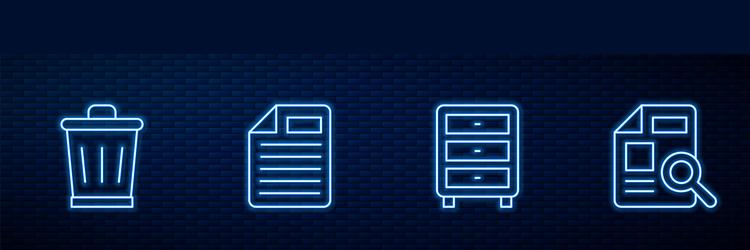 set line archive papers drawer trash can file vector image