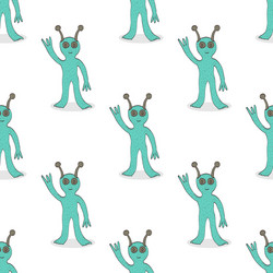 smiling alien seamless pattern vector image