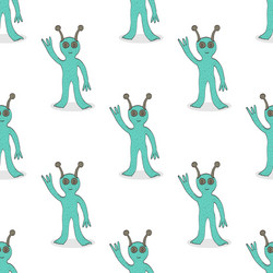 Smiling alien seamless pattern vector