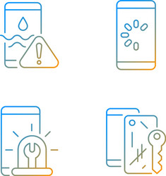 Usual mobile phone problems gradient linear icons vector