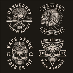 a set black and white skull Vector Image