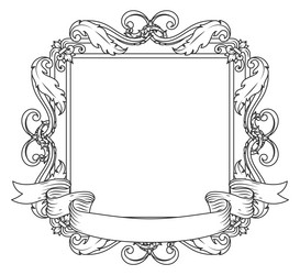 a white frame with ribbon and scrollwork vector image