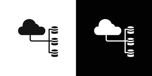 cloud database icon flat set outline vector image