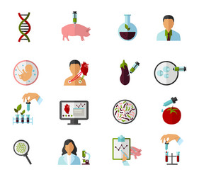 colored biotechnology icon set vector