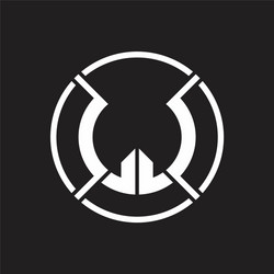 lj logo monogram with four part circle slash vector image