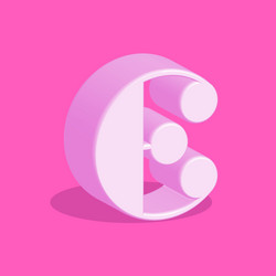 pink letter e logo creative monogram 3d isometric vector