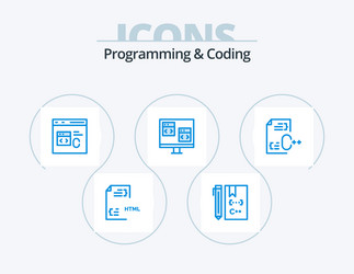 programming and coding blue icon pack 5 vector image