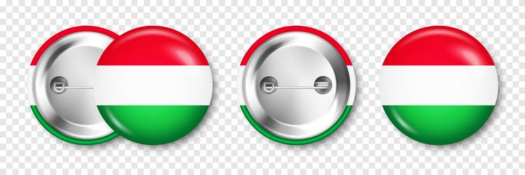 realistic button badge with printed hungarian flag vector image