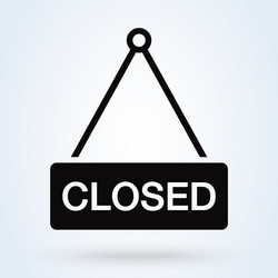 Closed store sign hanging with chain icon vector