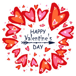 heart shapes and arrow on white background vector image