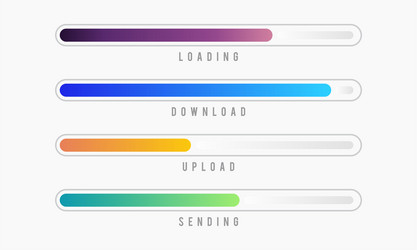 set of loading bar progress visualization vector image