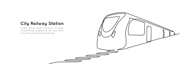 train and railway station in one continuous line vector image