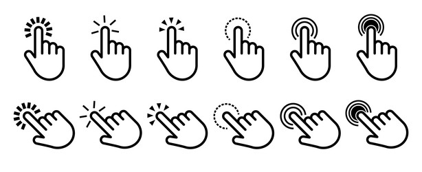 cursor and pointer icon set with clickable hand vector image