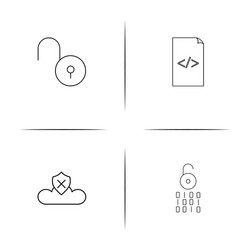 cyber security simple linear icon setsimple vector image