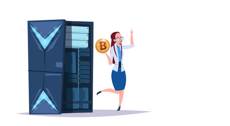 data storage bitcoin center with hosting servers vector