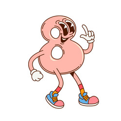 groovy math number eight happy character vector image