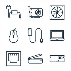 hardware line icons linear set quality vector image
