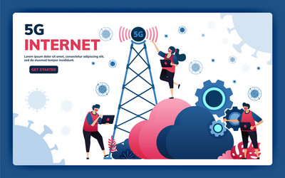 Landing page 5g infrastructure and internet vector