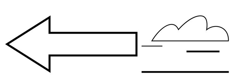 leftward arrow pointing toward cloud with lines vector image