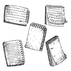 notepad set sketch hand drawn vector image