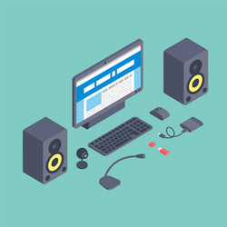 set of isometric computer devices icons vector image