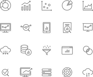 Data Analysis Thin Line Icons Set vector image