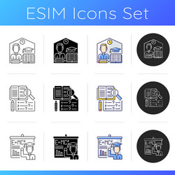 Examination types icons set vector