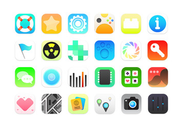 flat icons gradient style with rounded corners vector image