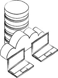 laptops cloud computing and database server vector image
