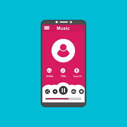 media player application app template with flat vector image