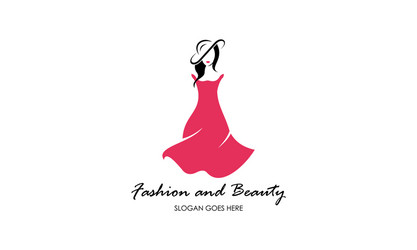 fashion female dress and beauty logo vector