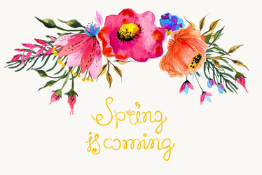 Watercolor Floral Spring Painting Vector Image