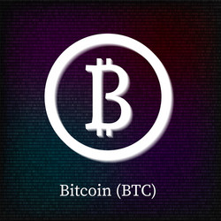 bitcoin symbol on dark binary code background vector image
